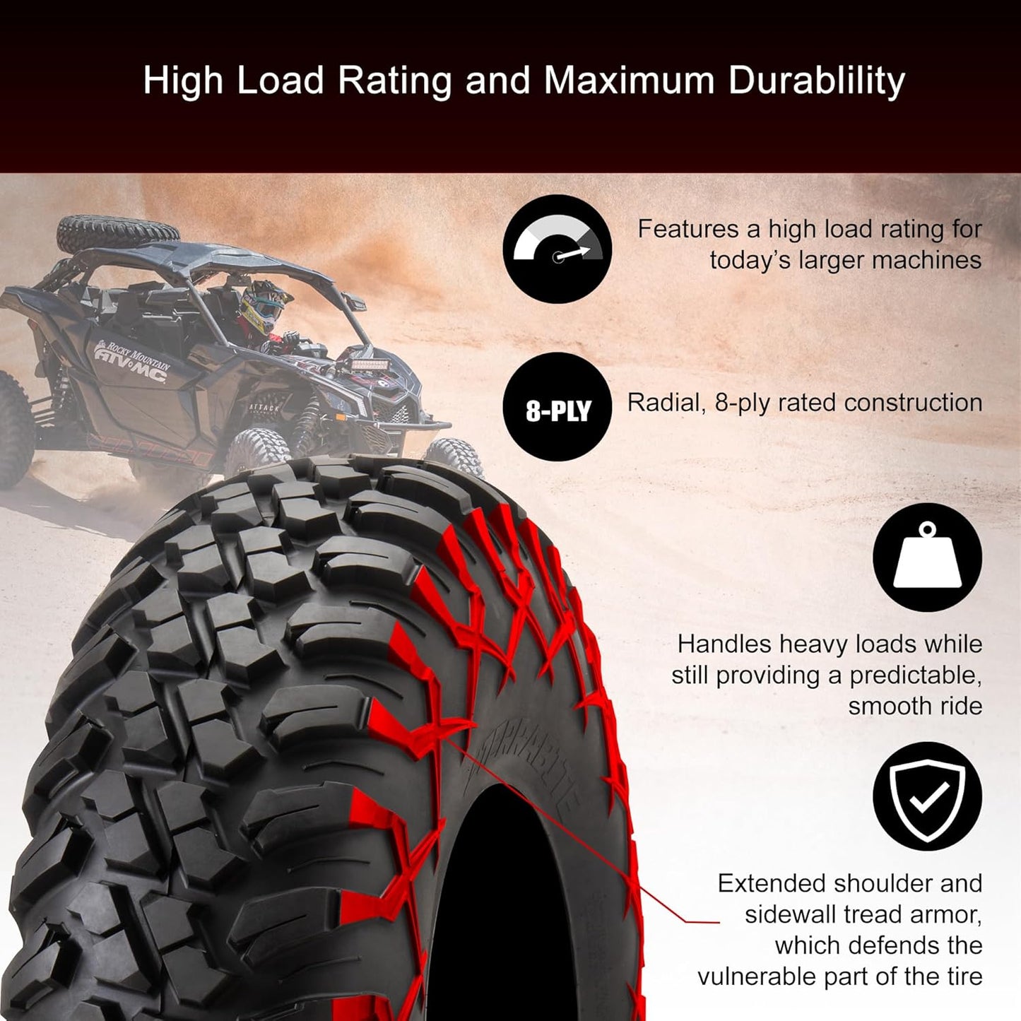 Set of Four 32X10-15 Radial Tires Mounted on Uinta Milled/Black Alloy Wheels with Black Lug Nuts, 8-Ply Rated, Medium/Hard Terrain, 4/156 Bolt Pattern,