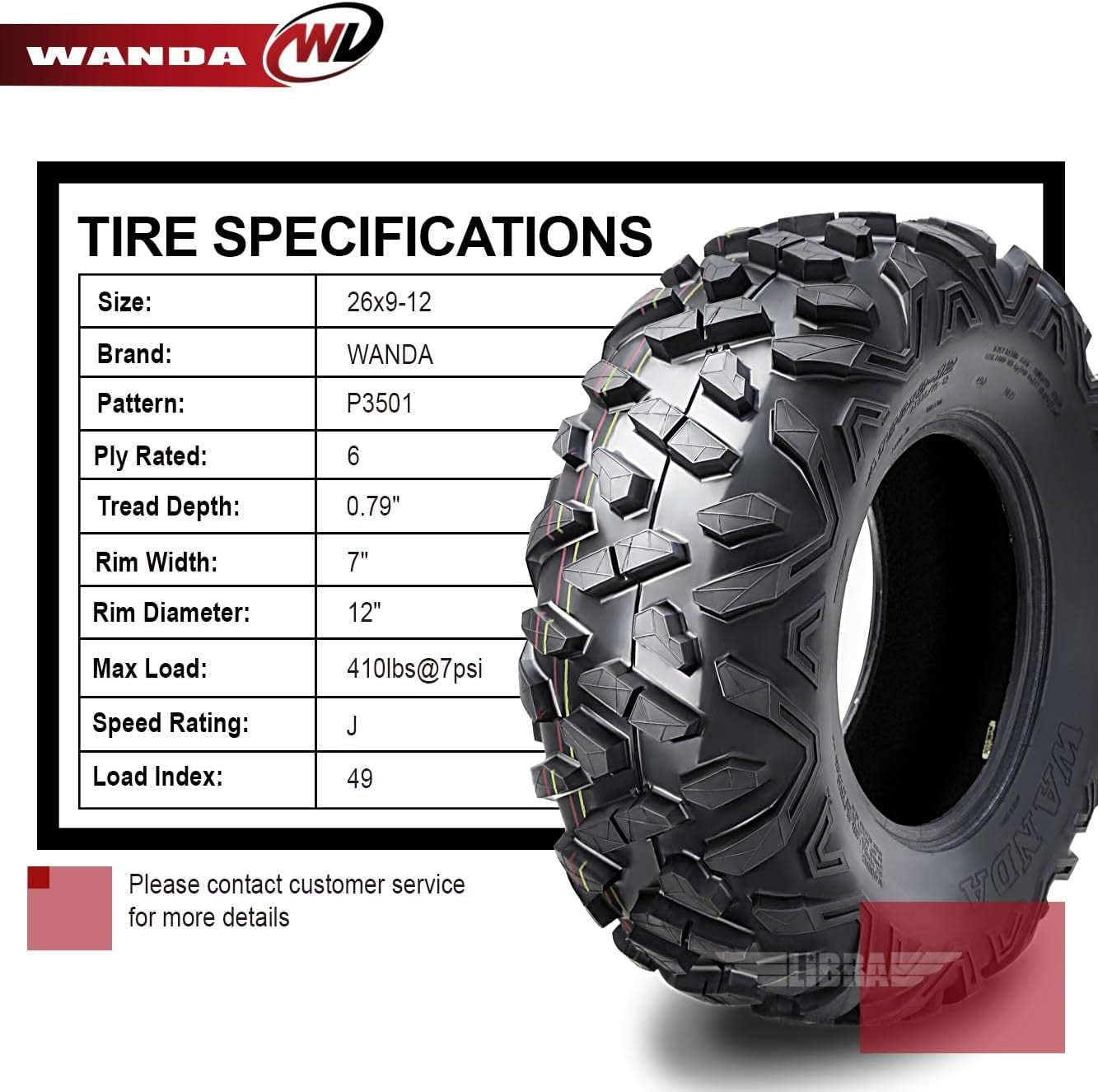 (2) 26X9-12 ATV Front or Rear Tire Set for 10-16 Kawasaki Mule 610 4X4 XC