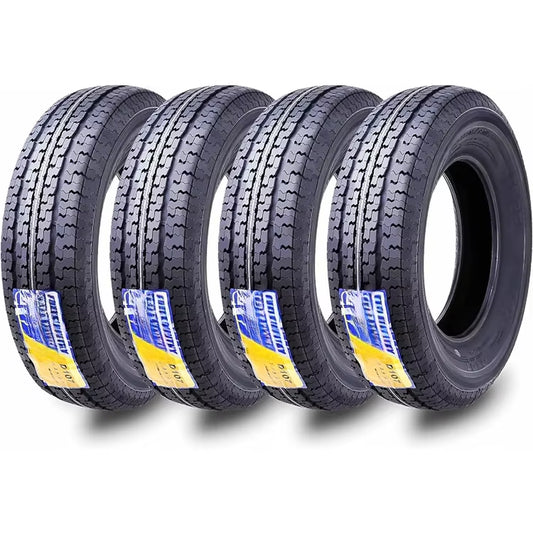 Trailer Tires ST205/75R15 205 75 15 8-Ply Load Range D Steel Belted Radial W/Featured Side Scuff Guard 8Mm Tread Depth