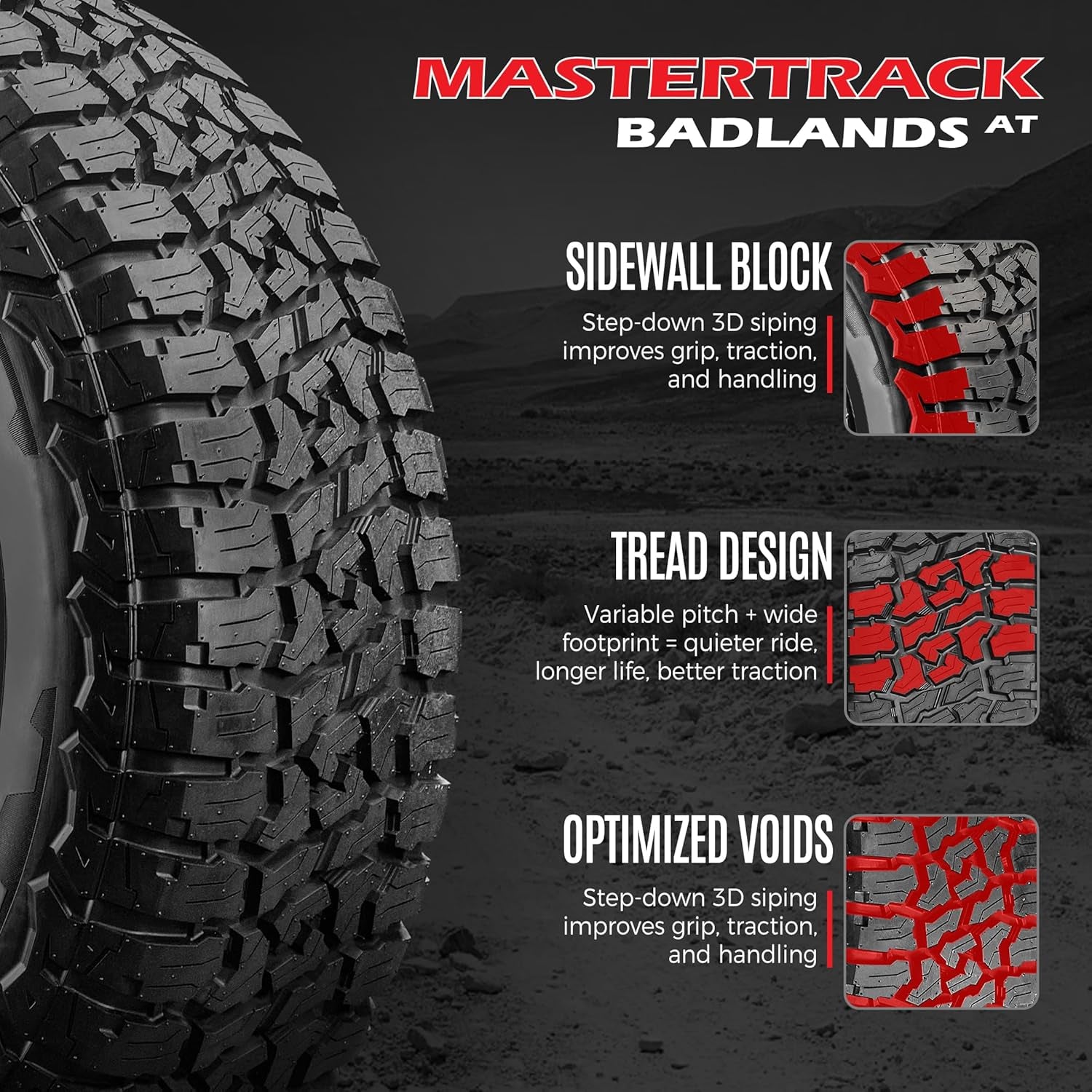 Set of 2 (TWO)  BADLANDS at All Terrain LT235/85R16 10 Ply E 120S SUV Light Truck Tire + Road Hazard Warranty Included - 235/85/16(Tire Only)