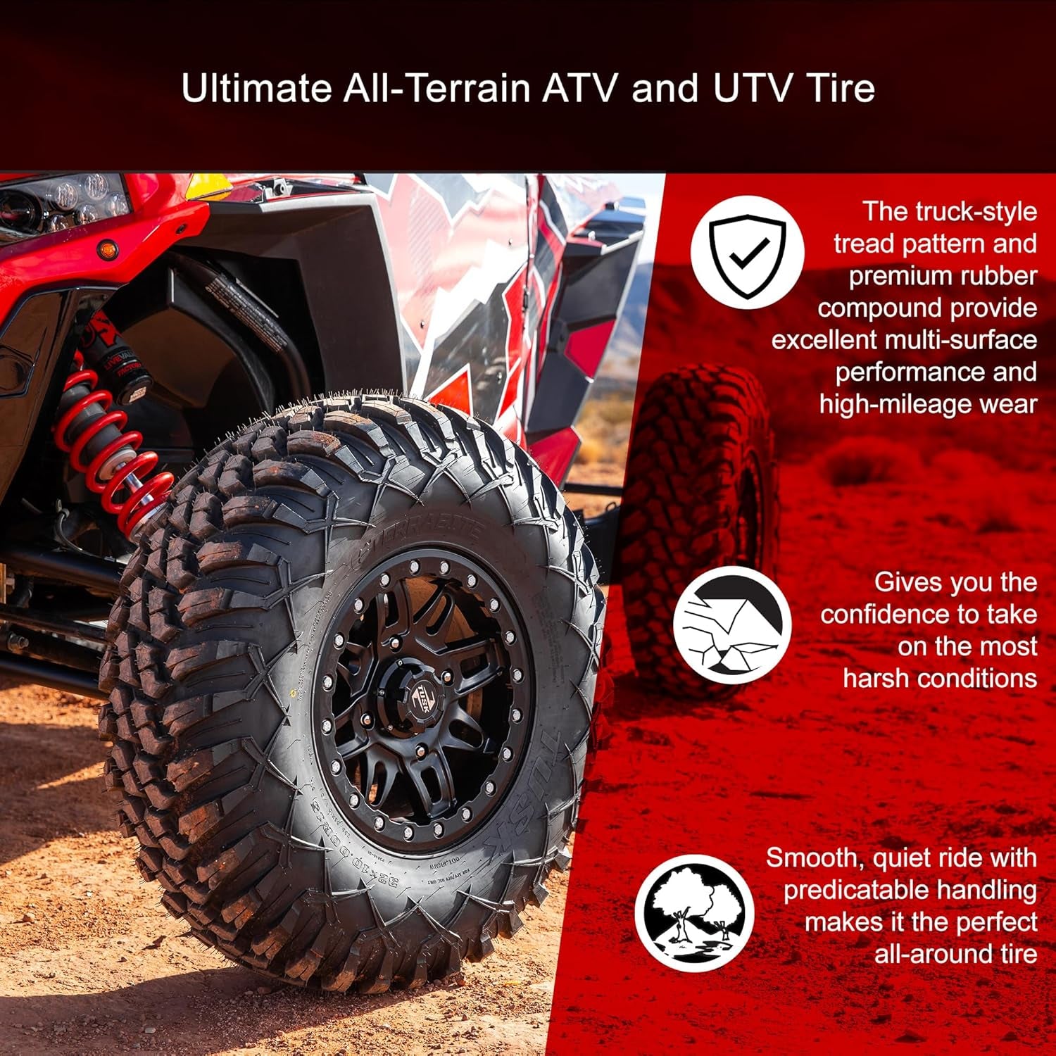 Set of Four 32X10-15 Radial Tires Mounted on Uinta Milled/Black Alloy Wheels with Black Lug Nuts, 8-Ply Rated, Medium/Hard Terrain, 4/156 Bolt Pattern,