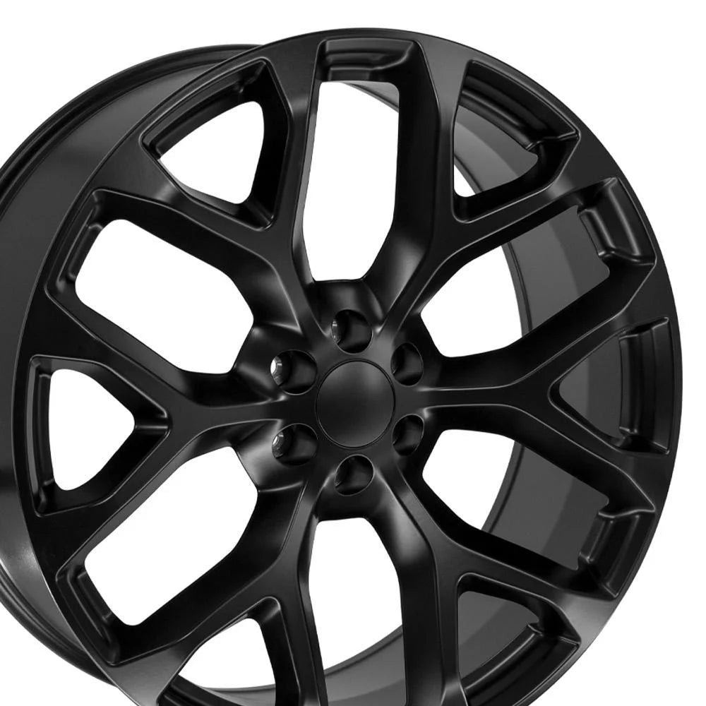 CV98B 26 Inch Rim Fits Silverado 1500 Snowflake Style 6X139.7 26X10 Satin Black - Hollander 5904 (1)