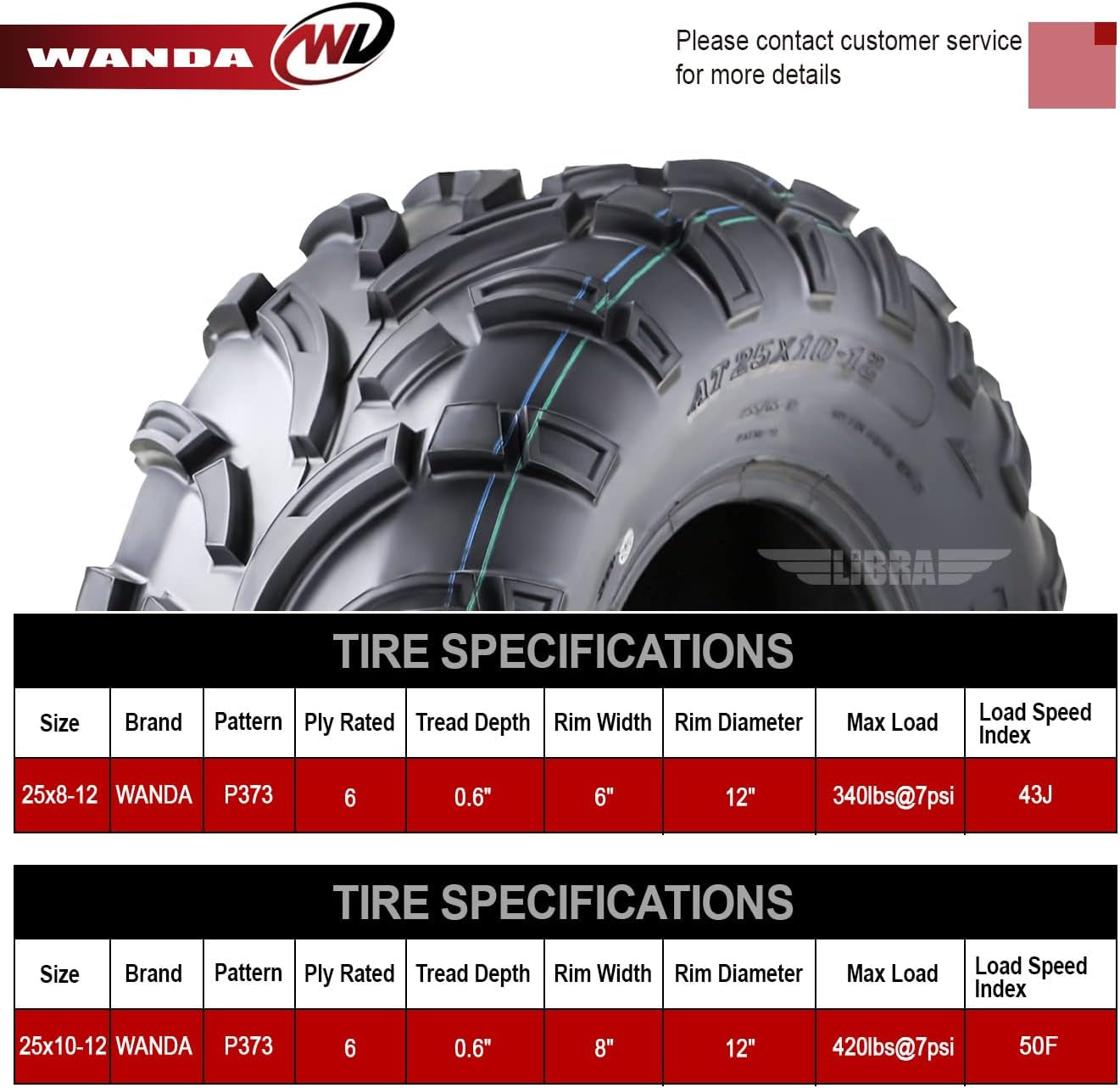 05-13 Yamaha RHINO 450 660 700 ATV Tire Set 25X8-12 25X10-12 Lite Mud