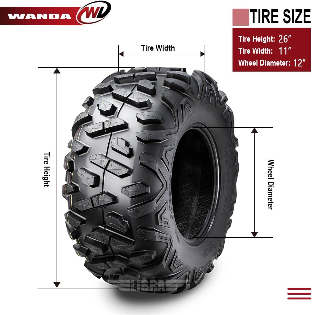 2 26X11R12 Radial ATV Rear Tire Set for 15-17 Kawasaki Mule Pro FX/FXT/DX/DXT