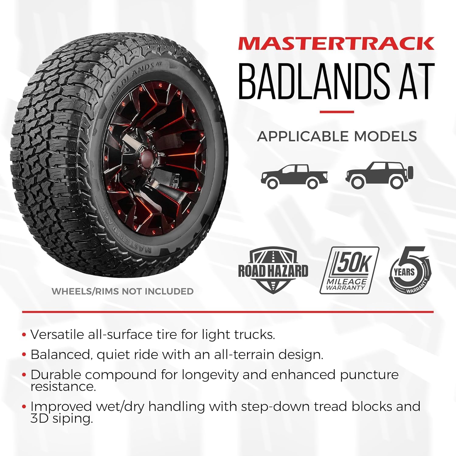 Set of 2 (TWO)  BADLANDS at All Terrain LT235/85R16 10 Ply E 120S SUV Light Truck Tire + Road Hazard Warranty Included - 235/85/16(Tire Only)