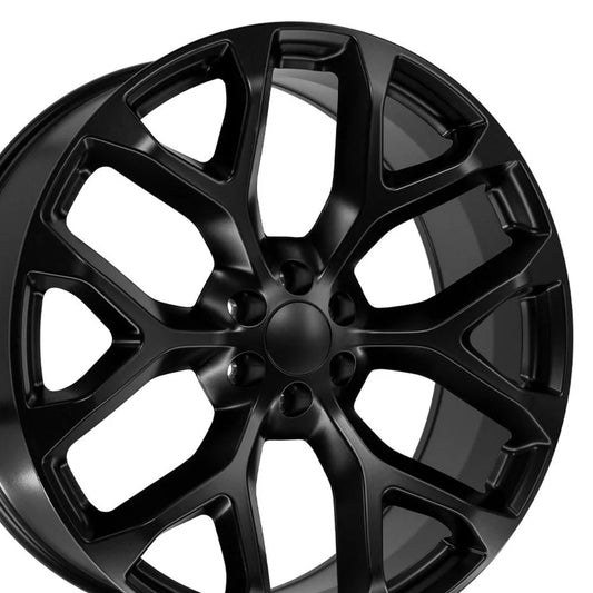 CV98B 26 Inch Rim Fits Silverado 1500 Snowflake Style 6X139.7 26X10 Satin Black - Hollander 5904 (1)