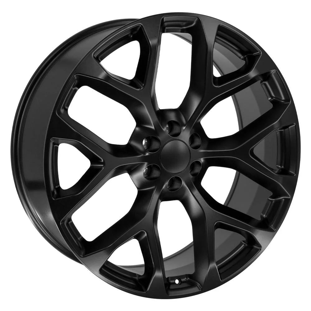 CV98B 26 Inch Rim Fits Silverado 1500 Snowflake Style 6X139.7 26X10 Satin Black - Hollander 5904 (1)