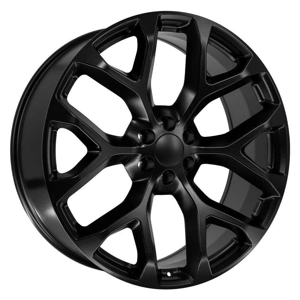 CV98B 26 Inch Rim Fits Silverado 1500 Snowflake Style 6X139.7 26X10 Satin Black - Hollander 5904 (1)