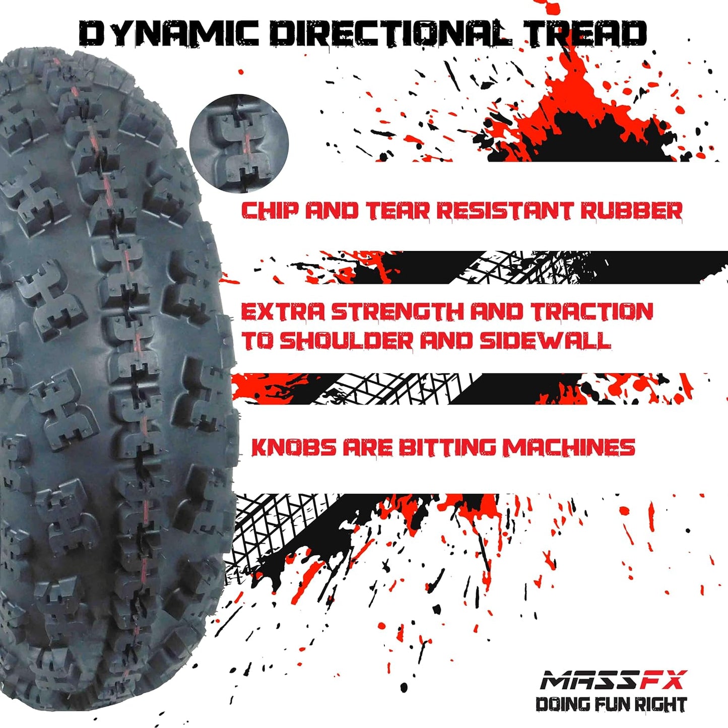 21X7-10 Front (2) & 20X11-9 Rear (2) Tire Set for Sport Quad All-Terrain (ATV), Utility-Task (UTV), and Side-By-Side (Sxs) Vehicles - 4-Ply 21X7X10; 20X11X9 (4-Pack)